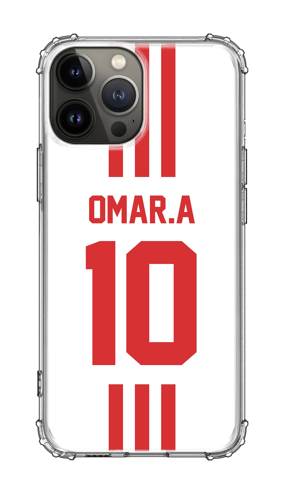 Stylizedd Classic Clear Case for Apple iPhone 13 Pro Max Military Grade Soft TPU Gel Thin Transparent Flexible Cover - Football Team - UAE, Player Name - Omar.A