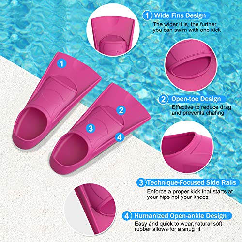 Gintenco Swim Fins, Kids Swim Training Fins for Lap Swimming, Travel Size Flippers with Mesh Bag, Silicone Swimming Fins for Kids Teens Adults Women Men — view 2