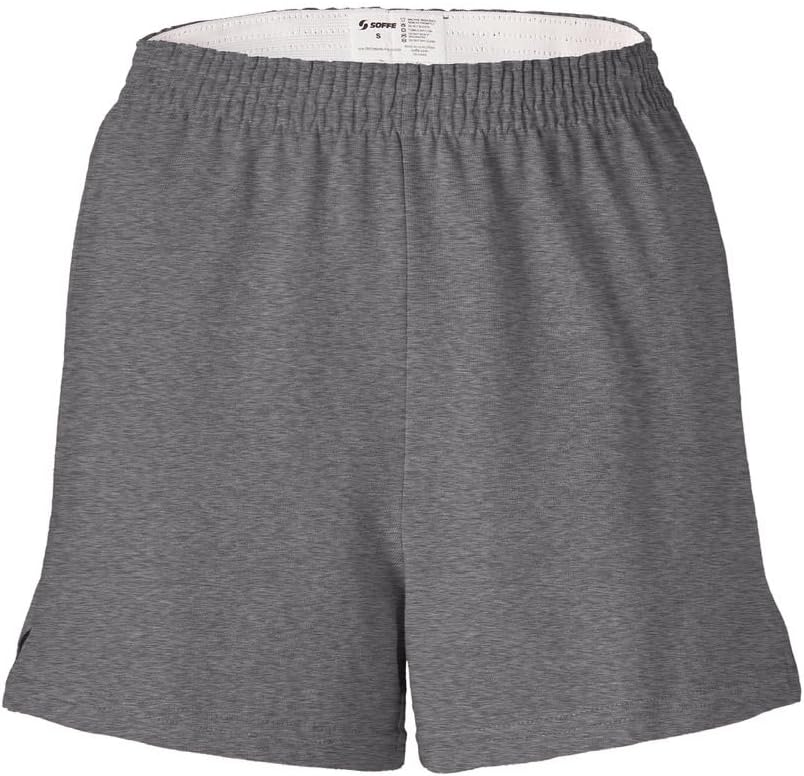 Soffe Women's Junior Authentic Cheer Short - Comfortable Cotton Blend, for Gym, Dance, Elastic Waistband, Soft Fabric (US, Alpha, Large, Regular, Regular, Gun Metal)