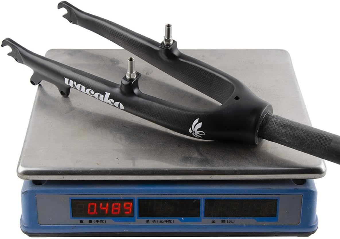 Bikes Rigid Forks 28.6mm Straight Front Fork 20in 451 V/C/Disc Brake Bikes Hard Fork Carbon Fiber Front Forks for Folding/Mountain/Road Bike 9 * 100mm QR(Matte Black B)