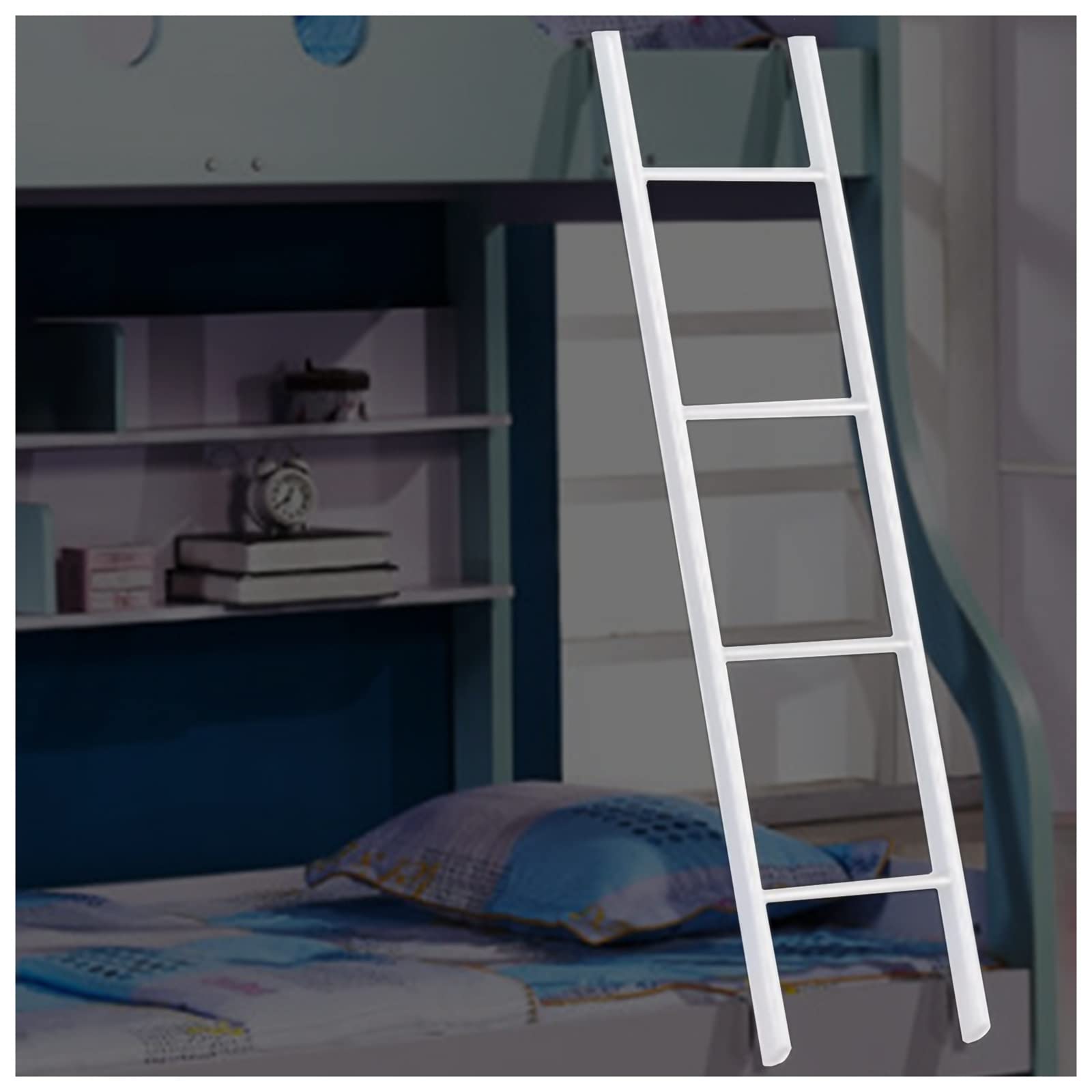 Escalera para Cama, Escalera con Gancho/para literas, Escalera para Cama Alta para autocaravanas, Escalera Blanca, Escalera Alta para Cama (tamaño: versión con Gancho – 1,16 m/45,6 Pulgadas)