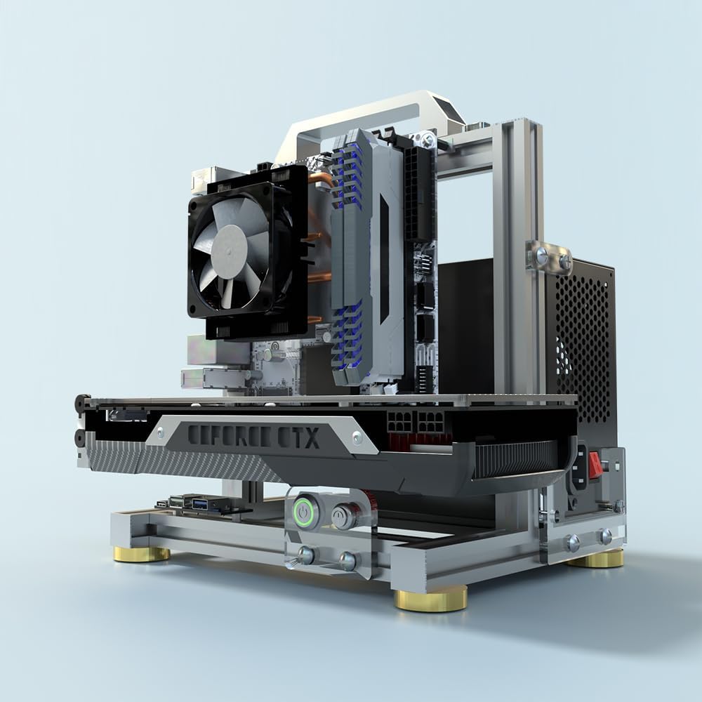 PC Chassis Desktop Computer Open Case Well Cooled Chassis Aluminum Material Test Bench Includes Type-C Support Motherboard (ITX)