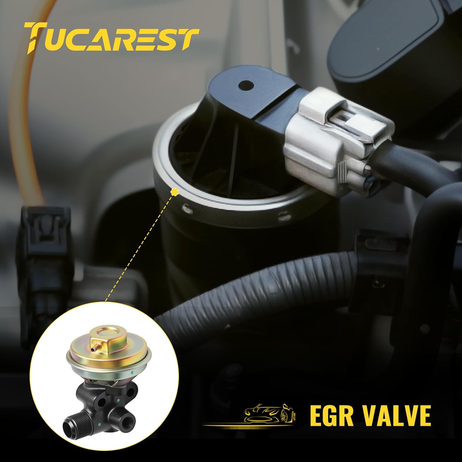 TUCAREST EGR Valve w/Gasket EGV882 (For L4-2.4L) Fit For 1998 1999 2000 2001 2002 2003 2004 Ni-ssan Frontier, 00-04 Xterra [# 147103S500 147103S501 2EGR0021 EGR1641 4F1527]