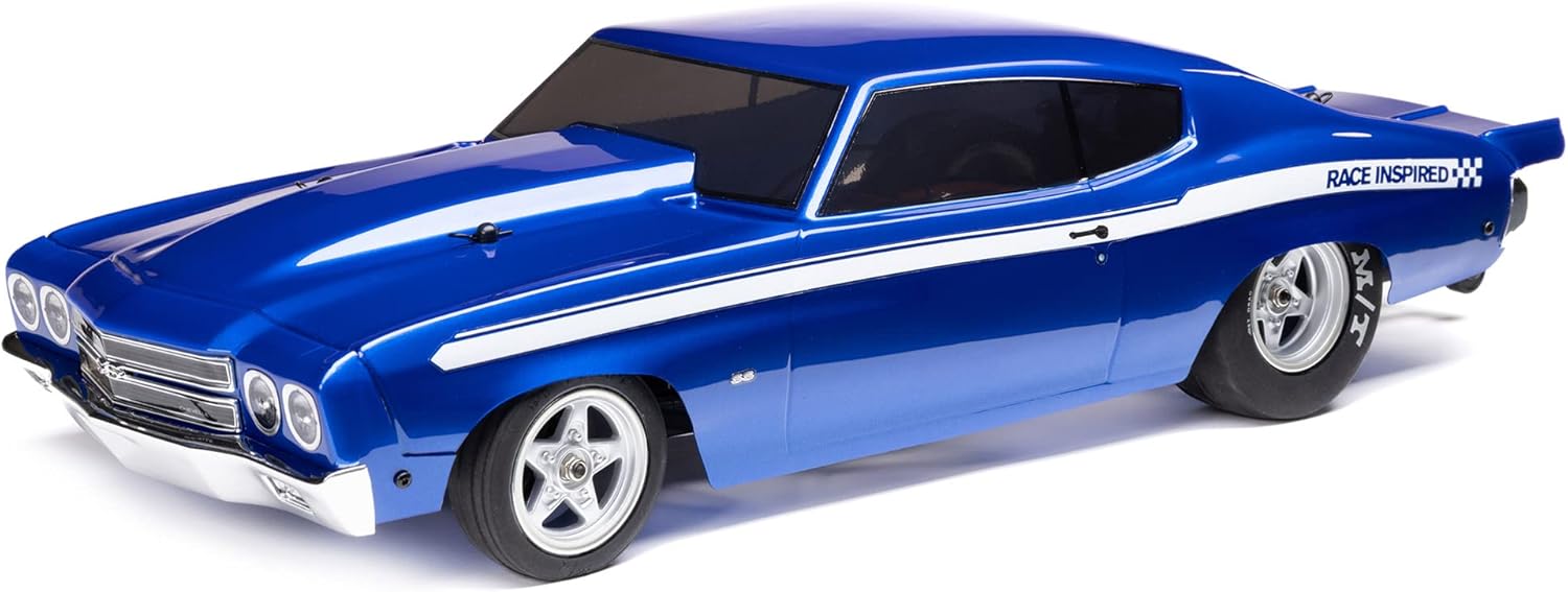 Losi RC Car 1/16 1970 Chevelle 2 Wheel Drive Mini No Prep Drag Car RTR Includes Everything Needed no Other purchases Required Blue LOS01023T1