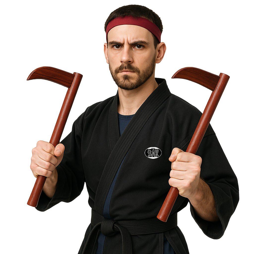 BAY-Sports Kama Budo Echt Holz Halbmond Sichel Kamaki Kampfkunst-Sportgerät Karate Kobudo und Ninjutsu Okinawa Japan Hartholz Trainingskama