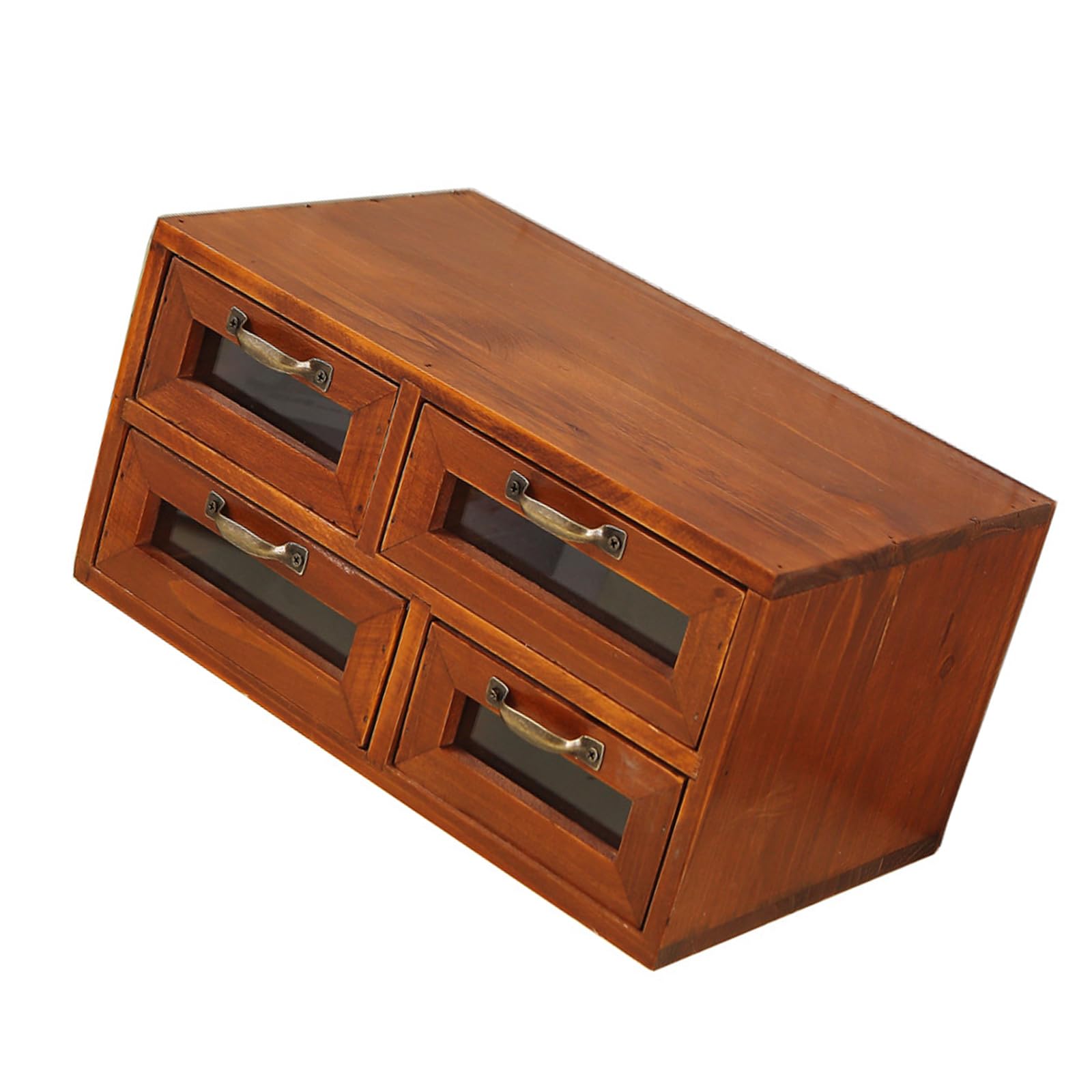 Ksikdeg Antique Wooden Jewelry Box Classical Wooden Drawer Cabinet Storage Container for Makeup Tools and Small Items Jewelry Box