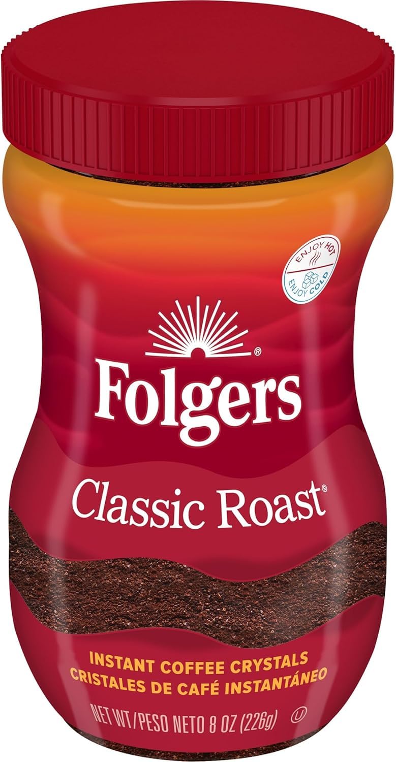 DECADENT Folgers Classic Roast Instant Coffee Crystals With Water Or Milk For Smooth, Mild Flavor 8 oz, 226g (Product Of USA)-image-10