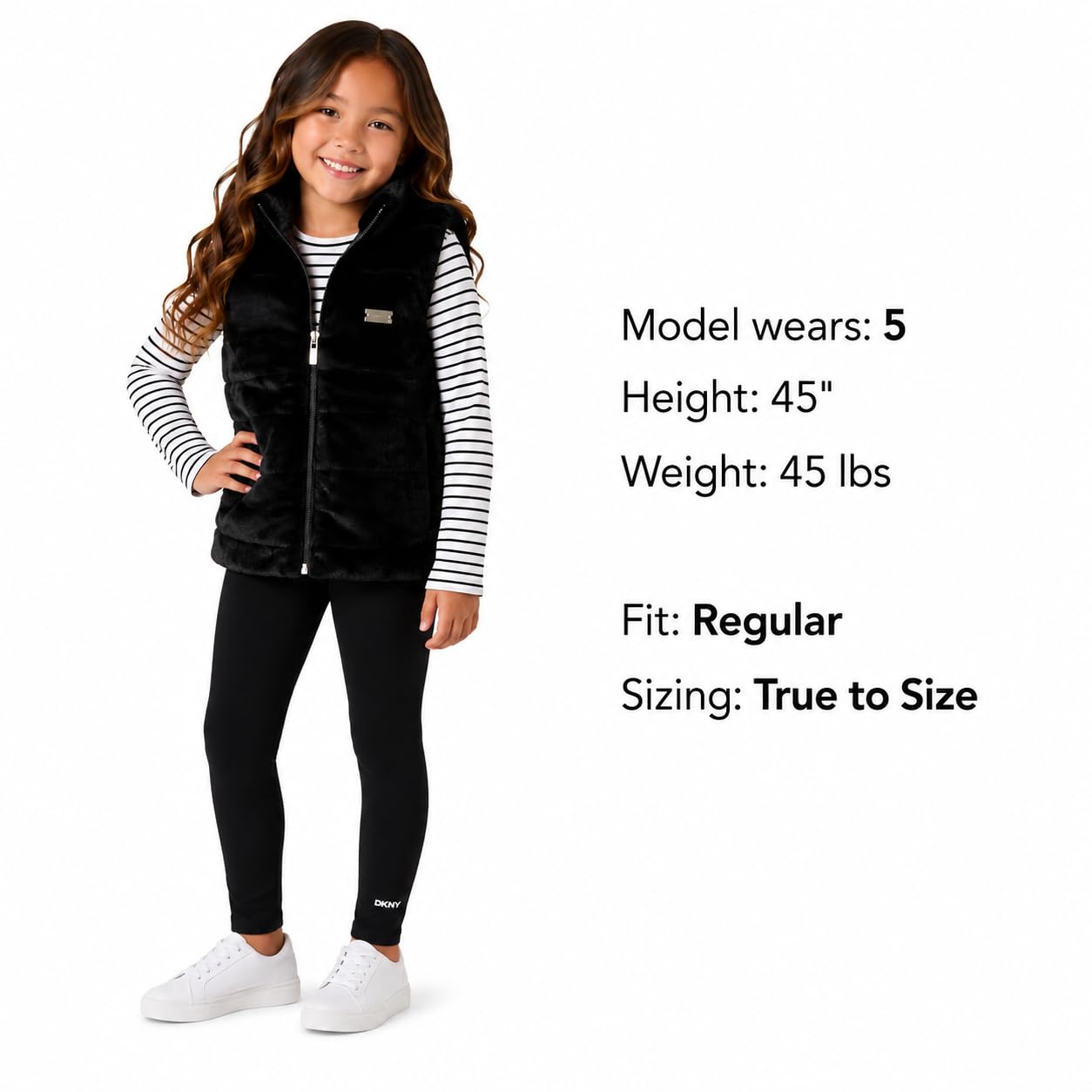 DKNY Mädchen Weste Set - 3-teiliges Set mit Knopfleiste gesteppte Pufferweste Langarmhemd und ausgestellte Leggings Set (Größen 2T-6X)