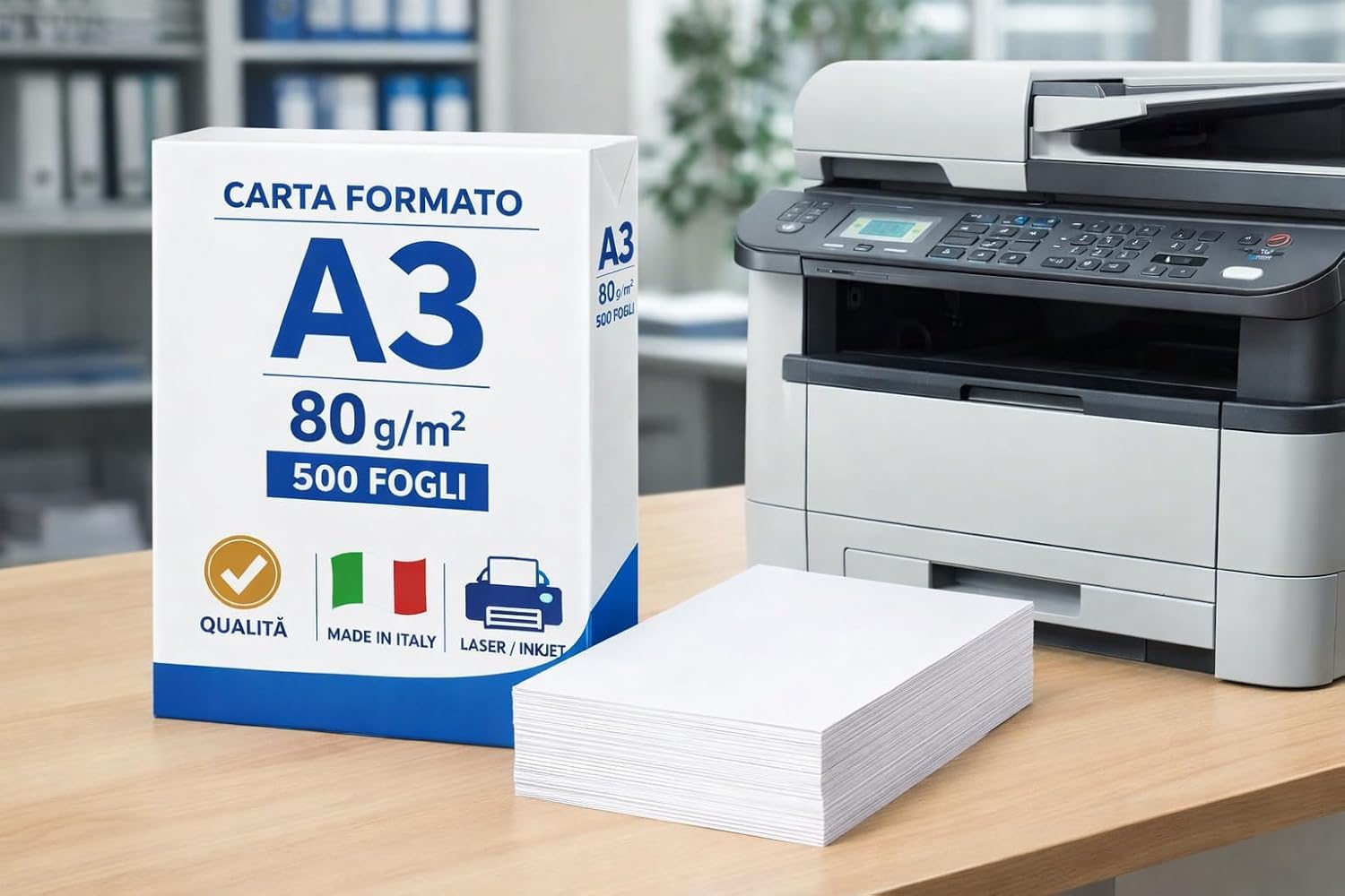 Risma Carta Formato A3 per Stampanti Fotocopiatrici multifunzione Laser e Inkjet, Bianca, 80 g/m², Qualità Naviator adatta per Ufficio, Scuola, Locandine, Libri e Cataloghi (2 Risme - 1000 Fogli)