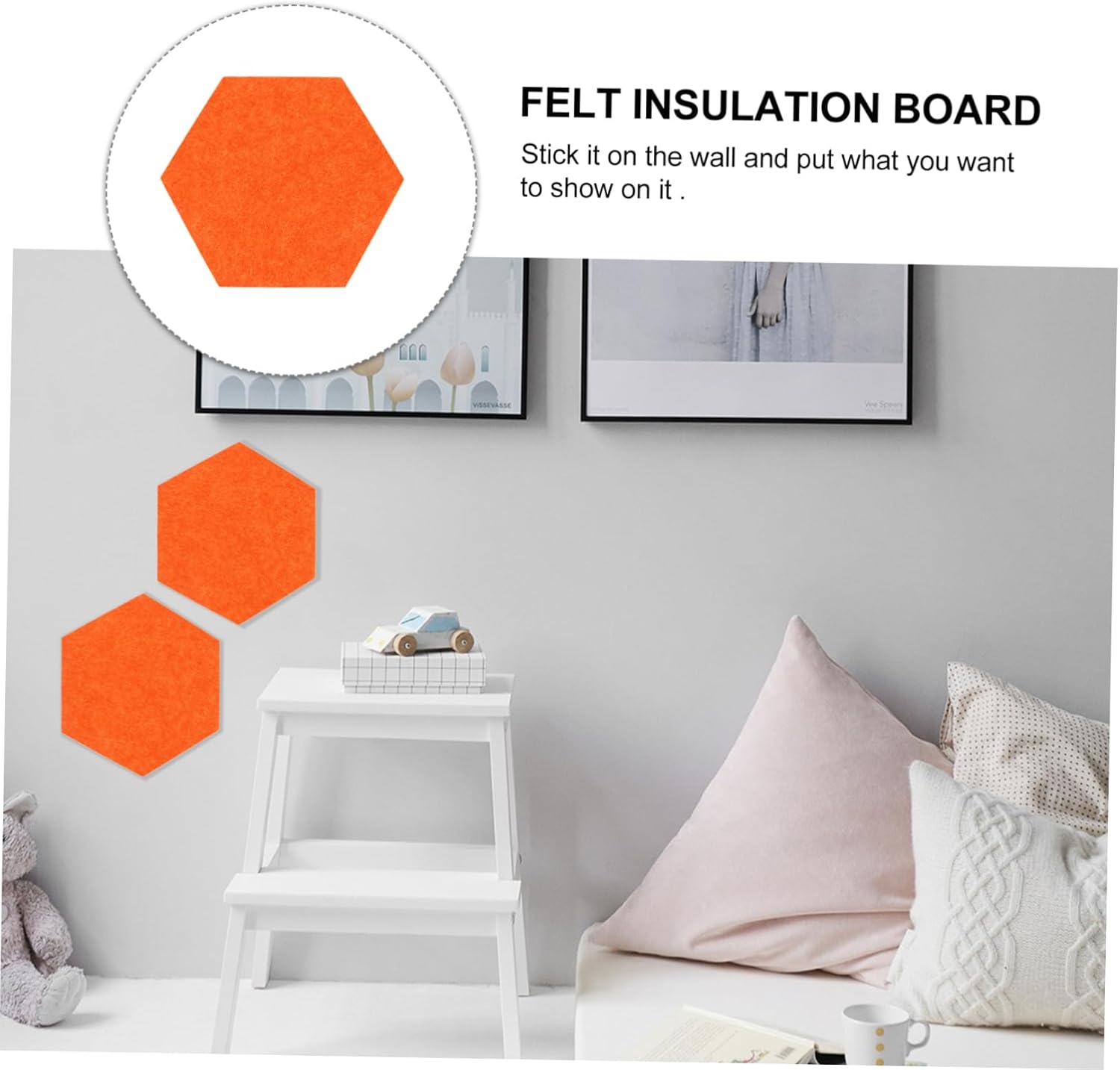 10pcs Hexagon Felt Board Self-Adhesive Decorative Wall Stickers for Home Office and Classroom Multi-Functional Message and Photo Display Push