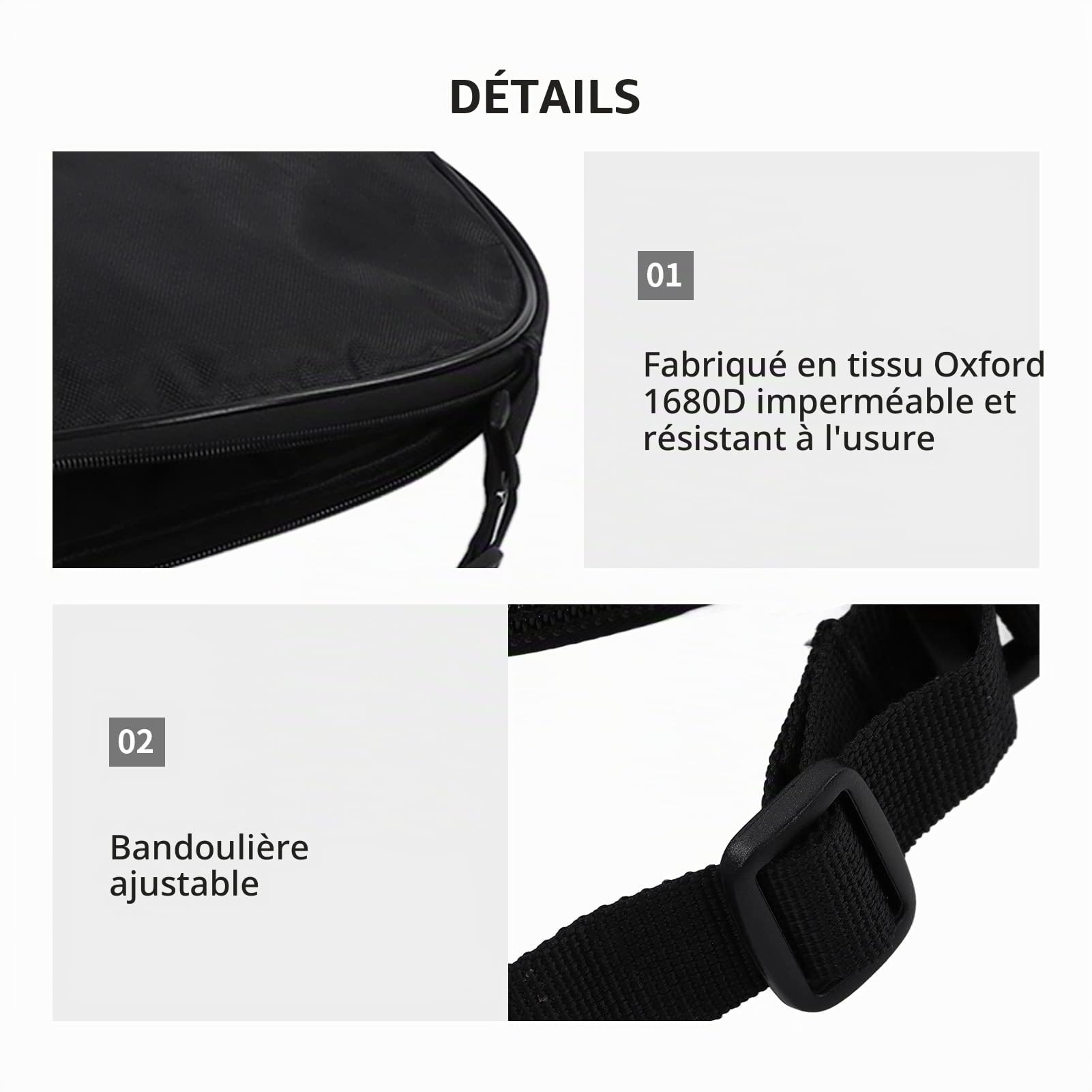 Sac de Housse de Raquette de Squash, Sac de Transport Léger rembourré avec Bandoulière Réglable (Noir)