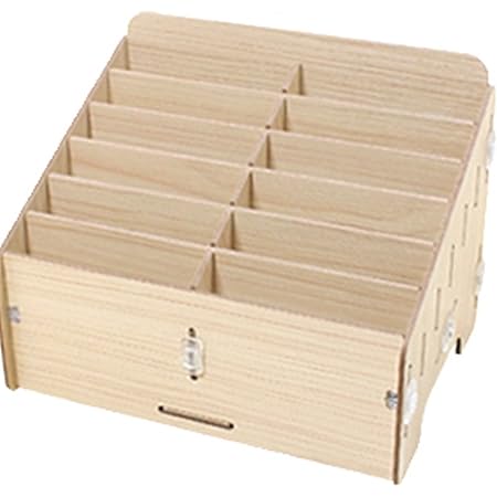 Amazon Co Jp Umora 収納ボックス 多機能 携帯電話 収納ポケット オフィス用 教室用 木製 便利 12つの仕切り 文房具 オフィス用品