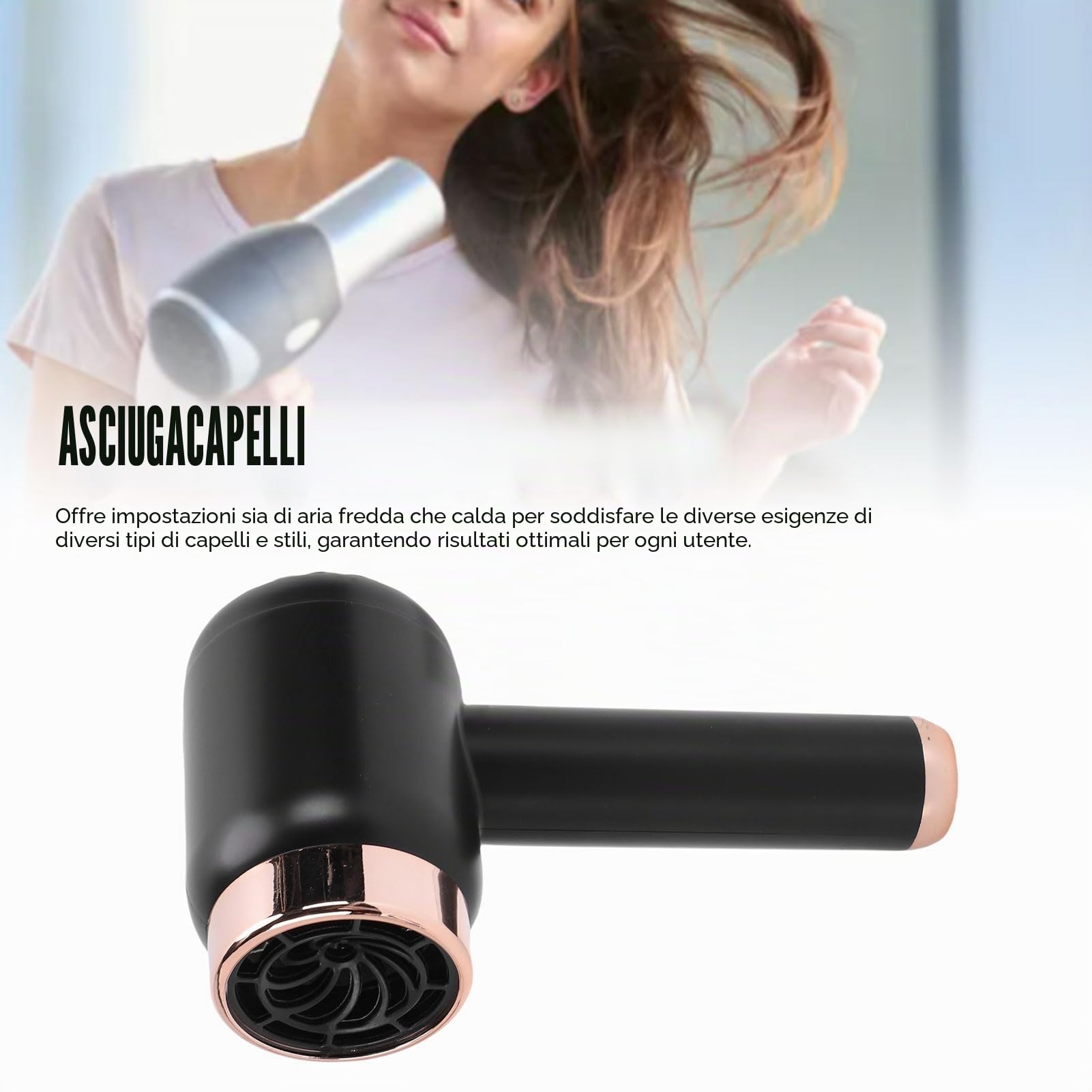 Asciugacapelli Portatile Asciugacapelli Senza Fili 1000W Asciugacapelli USB Ad Alta velocità con Caldo e Freddo Ionico Negativo per Viaggi a Casa (Spina europea 220 V)