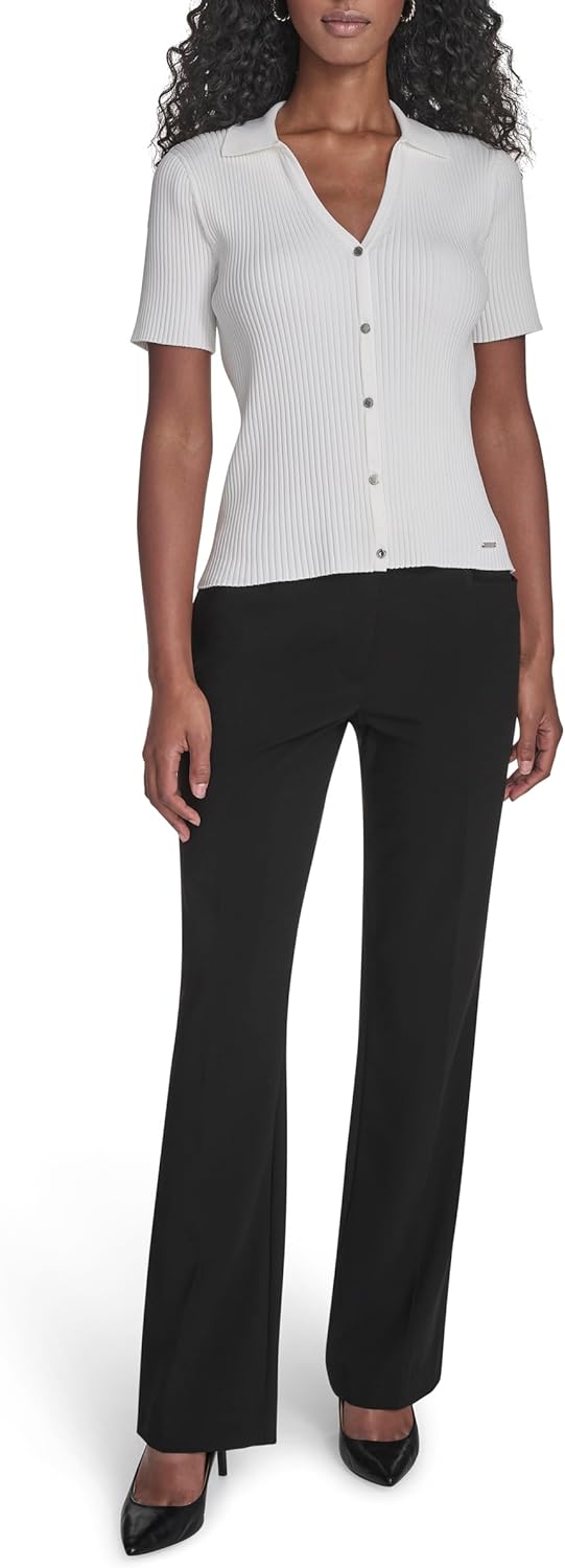 Calvin Klein Womens Collared V Neck Blouse - Image 2