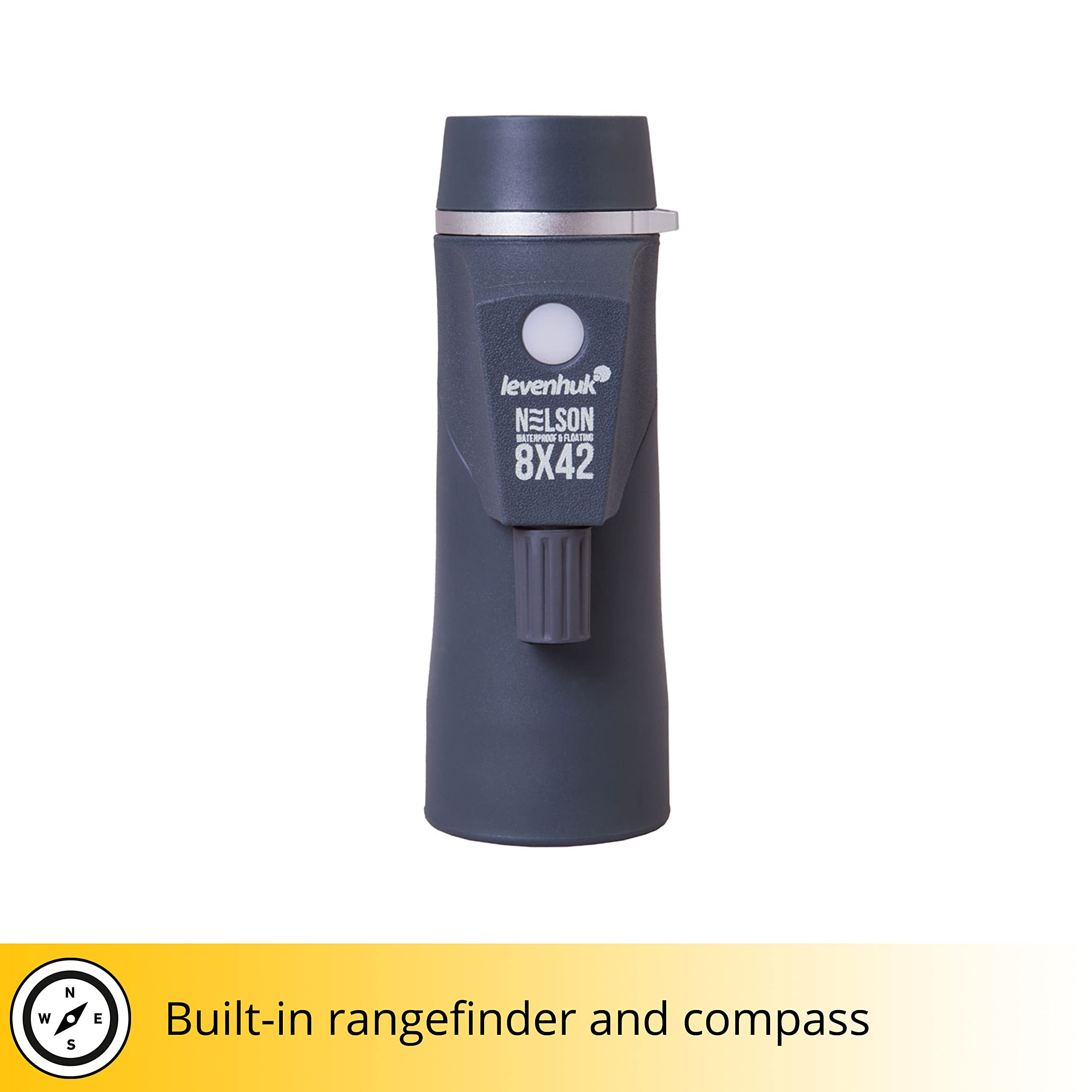 Levenhuk Nelson 8x42 Monoculare Marino Impermeabile con Reticolo, Bussola, Ottiche in Vetro con Trattamento Antiriflesso FMC e Grado di Protezione IPX7