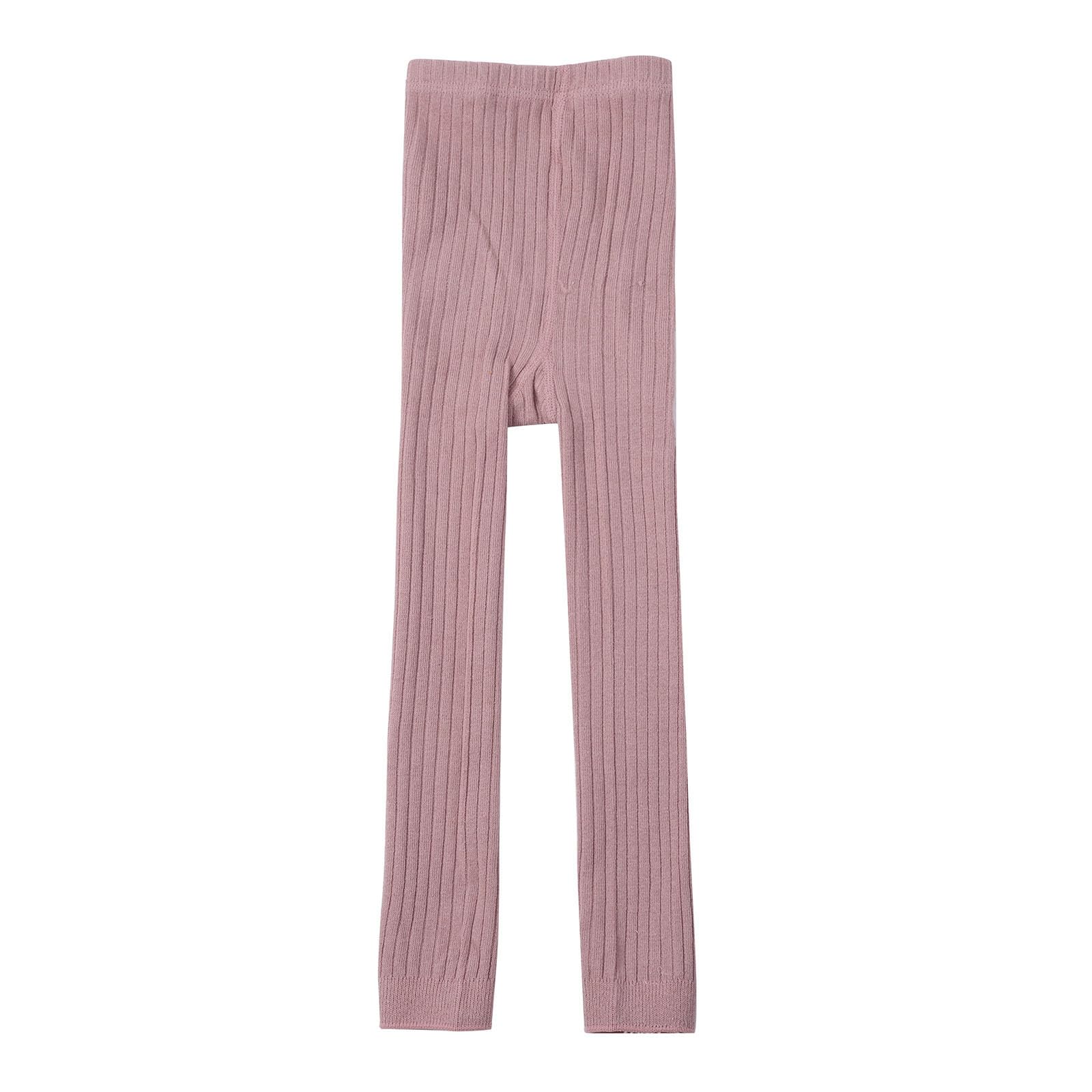 Toddler Baby Girls Leggings Kids Knit Ribbed Pants Footless Solid Color Tights Warm Stretchy Leggings (Pink, 2-4 Years)