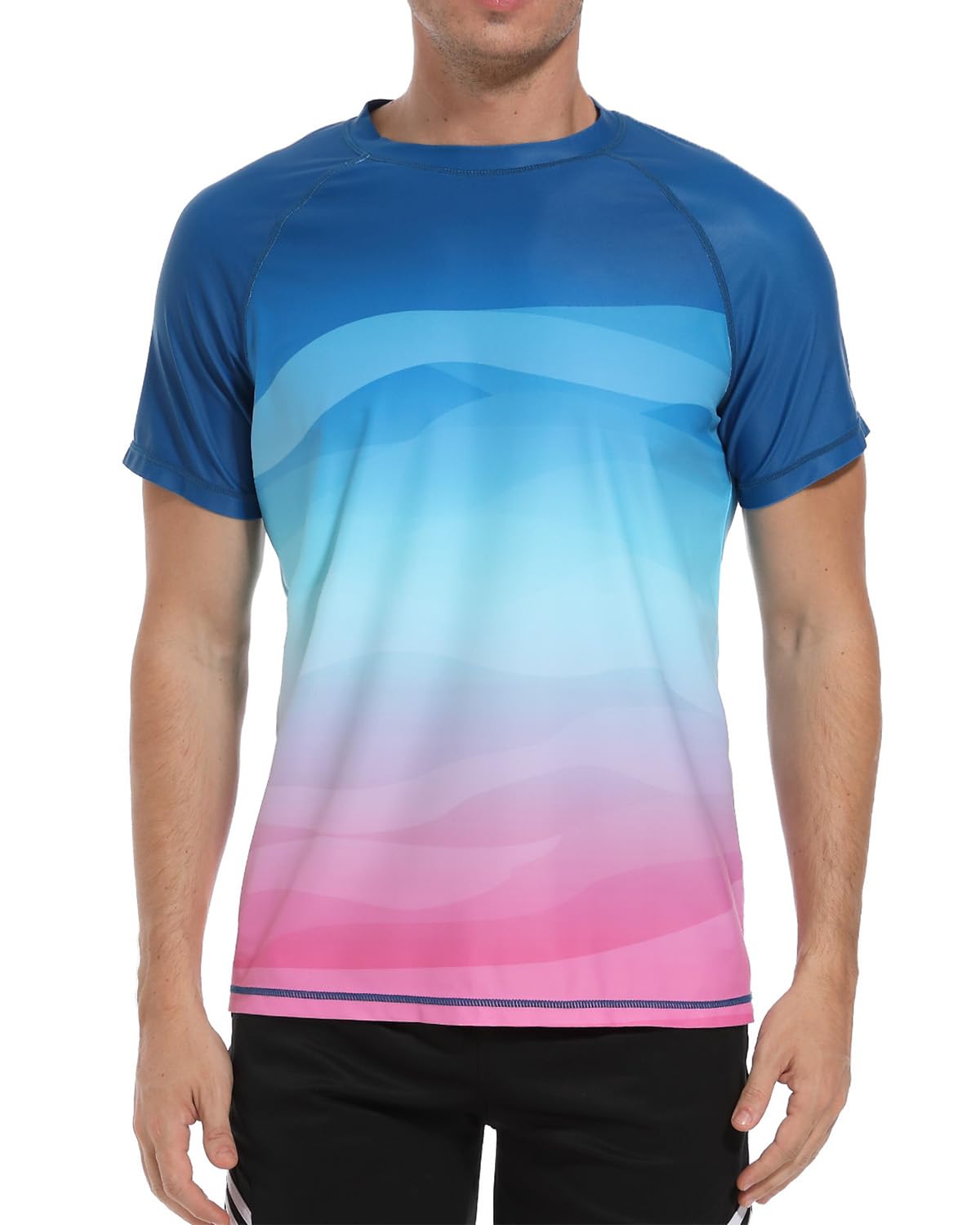 VAYAGER Herren-Badeshirts Rash Guard UPF 50+ Kurzarm, schnell trocknend, lockere Passform, Wassersurf-Shirt