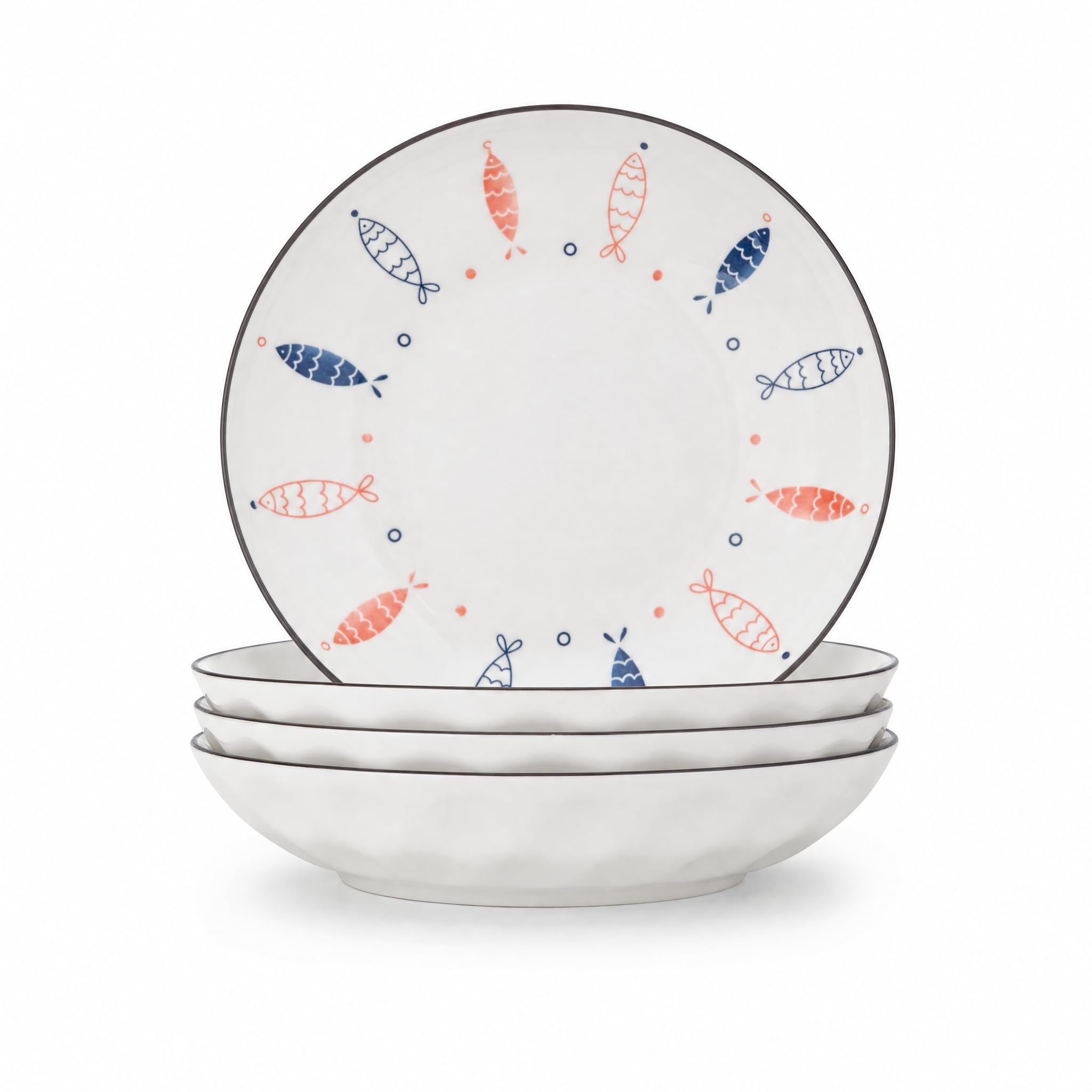 ZPPLD Ceramic Deep Dinner Plates Set of 4, 8 Inch Ceramic Dessert Plates