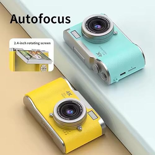Miniatura 7 de Cámara digital 4K para fotos, cámara retro portátil con pantalla abatible, cámara retro compacta para exteriores (1 juego de 1 juego)