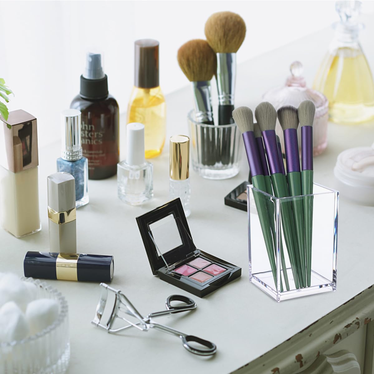 6 Pcs Acrylic Pen Pot, Square Acrylic Pencil Organizer, Transparent Pen Cup, Clear Makeup Brush Holder - Image 4