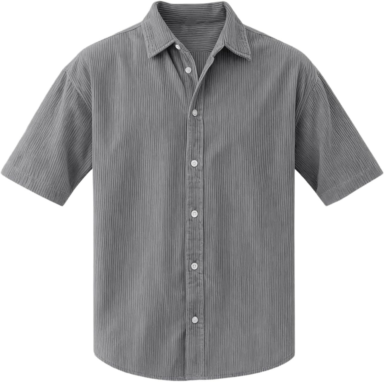 RTRDE Men's Button Down Shirts Short Sleeve Soft Corduroy Summer Casual Vacation Dress Shirts