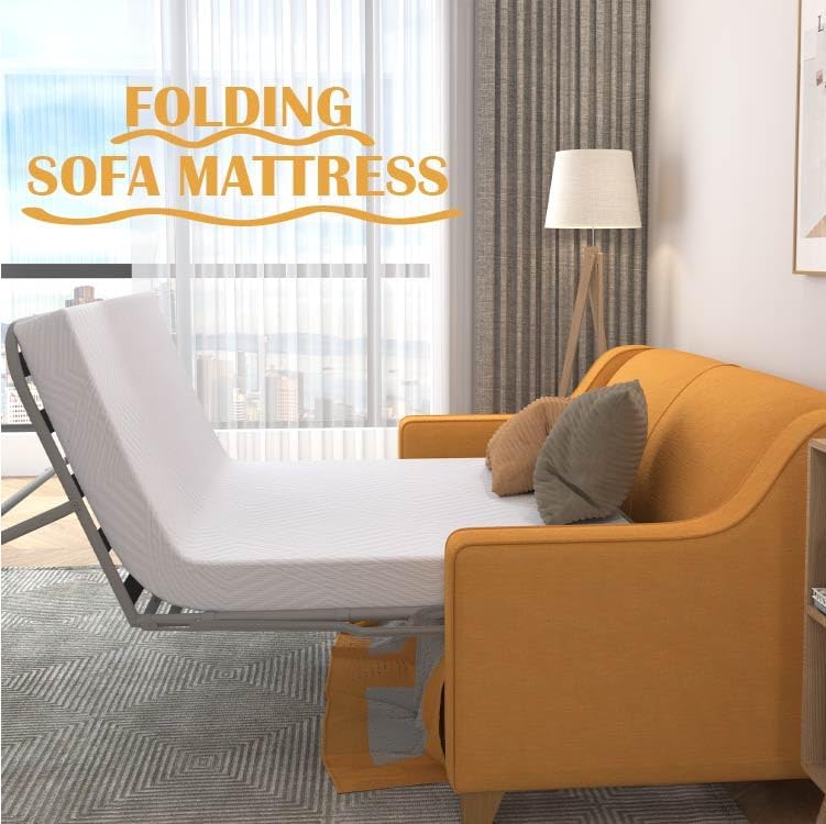 Miniatura 2 de Repuesto de colchón de espuma viscoelástica de 4.5 pulgadas con tela sin fibra de vidrio y funda lavable para sofá cama y sofá cama, tamaño