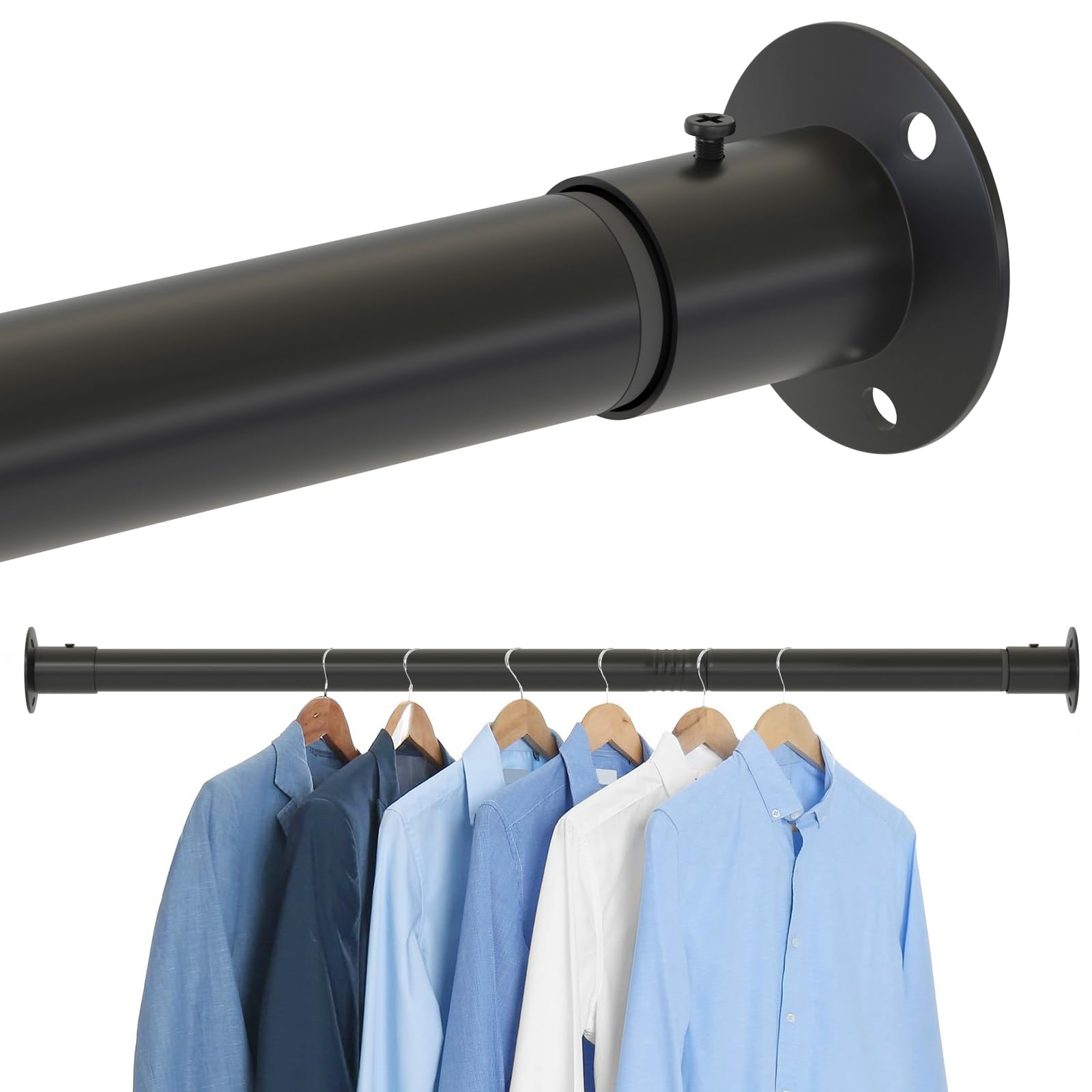 Closet Bar Adjustable Closet Rod 17-67 Inch - Heavy Duty Clothes ...