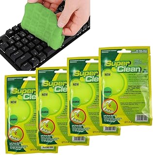 Pack of 4 Keyboard Cleaner Gel, Cleaning Gel for Interior, Soft and Flexible Keyboard Cleaner, Universal Dust Cleaner for Car, Computer, Printer, Cameras (1, Green)