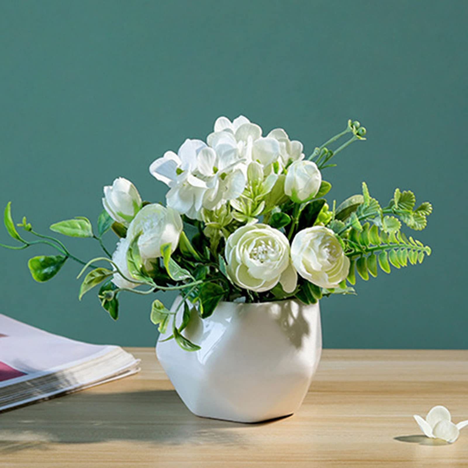 Pure Garden 3 Fiori Finti In Vaso Realistici - Altezza 15,9 Cm - Imitazione Piante Artificiali Per Casa, Ufficio, Regalo - Colori Assortiti - 3