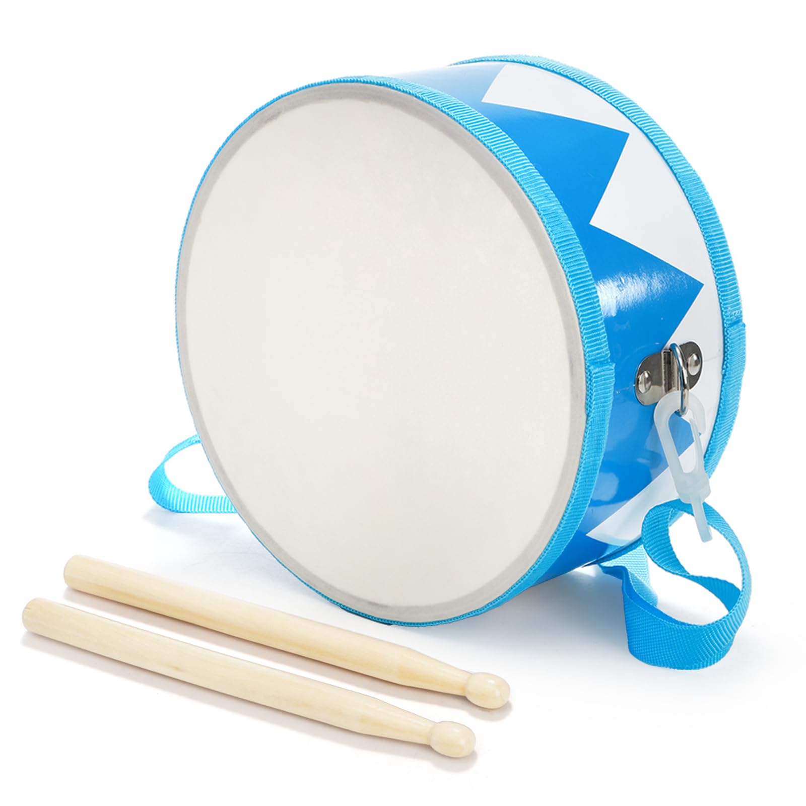 ZAVOOS Kids Drum Set, 8 Inch Wooden Drum Toys with an Adjustable Strap, 2 Drumsticks, Educational Musical Sensory Percussion Musical Instrument Toy for Toddlers Kids Baby