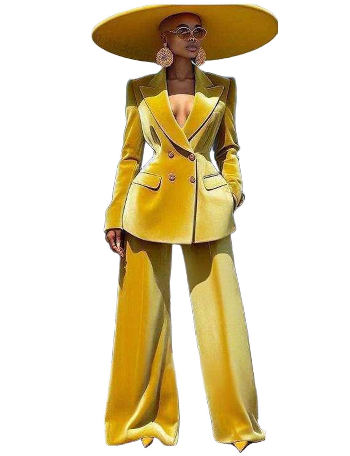 Womens Velvet Suit Two Pieces Set Dinner Party Double Breasted Tuxedos