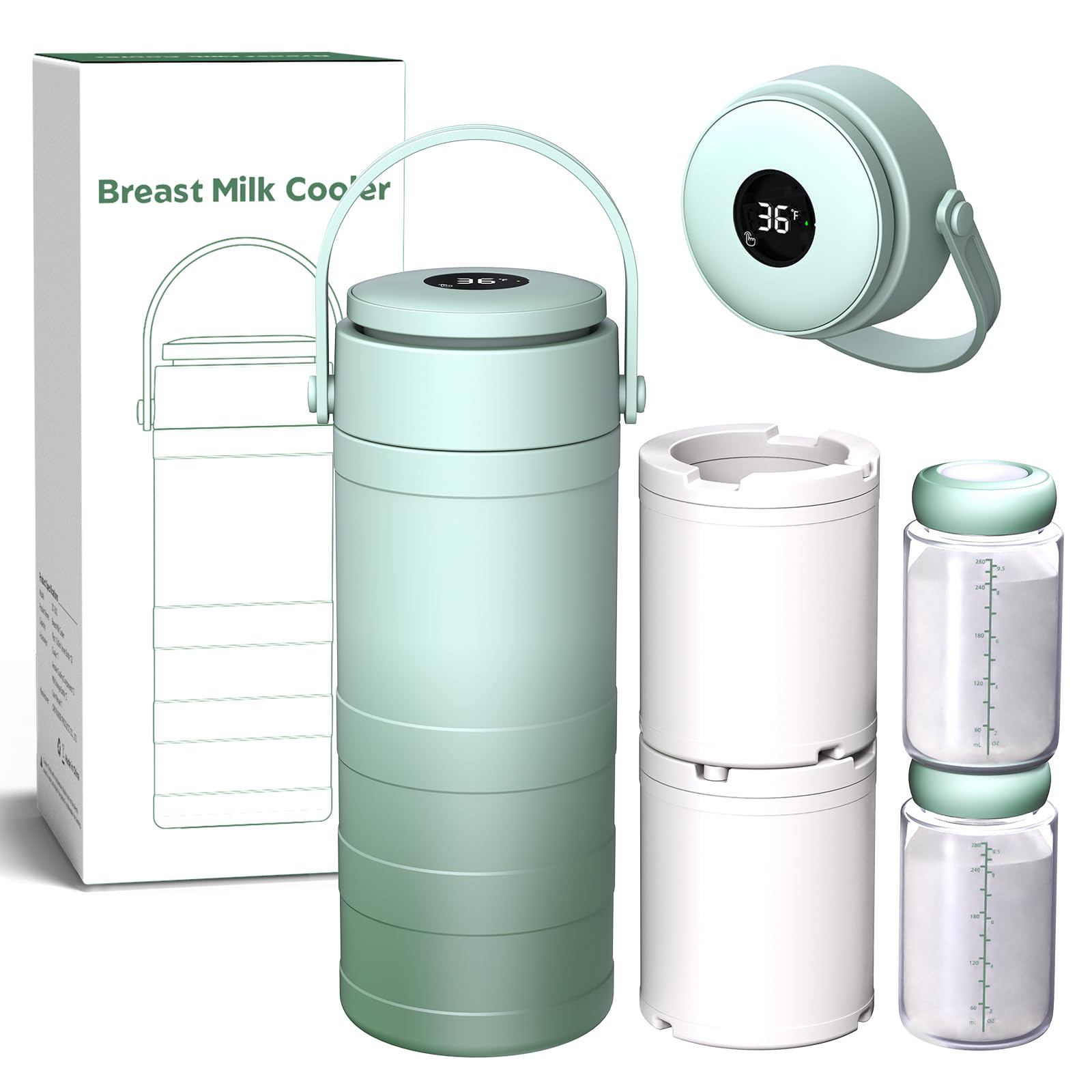 Enfriador portátil de leche materna, 560 ml Gran enfriador de leche materna de viaje HY05-1