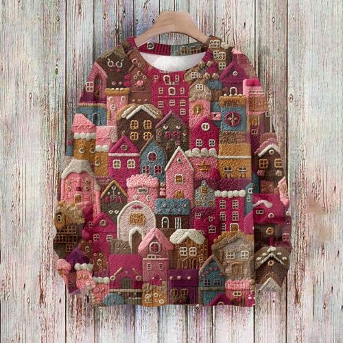 2025 Womens Ugly Christmas Sweaters Funny Cute Xmas Tree Reindeer Snowman Pullover Tops Long Sleeve Crewneck Sweater3