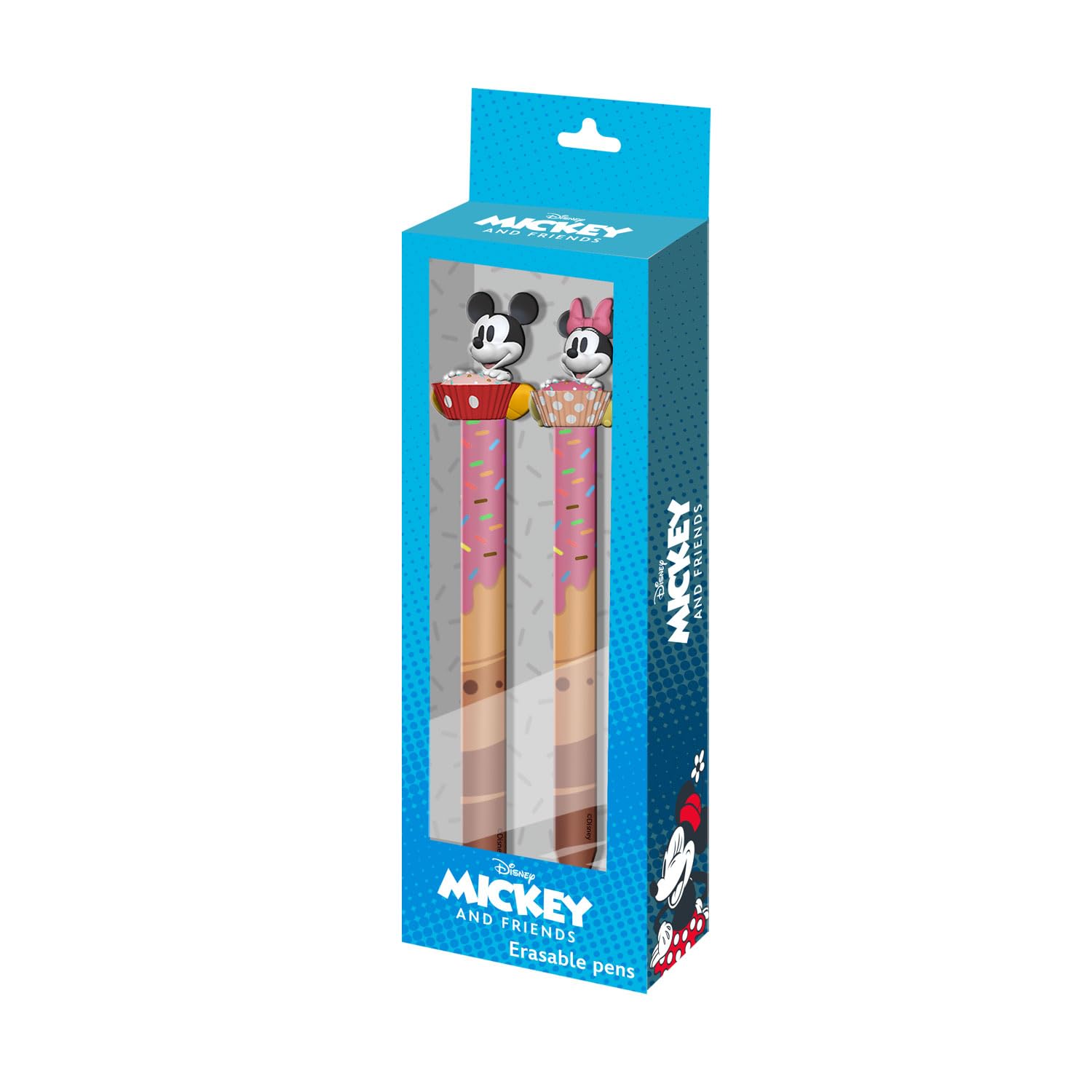 Disney Mickey and Minnie Mix-Pack of 2 Erasable Gel Pens, Blue, 9.5 x 23 cm