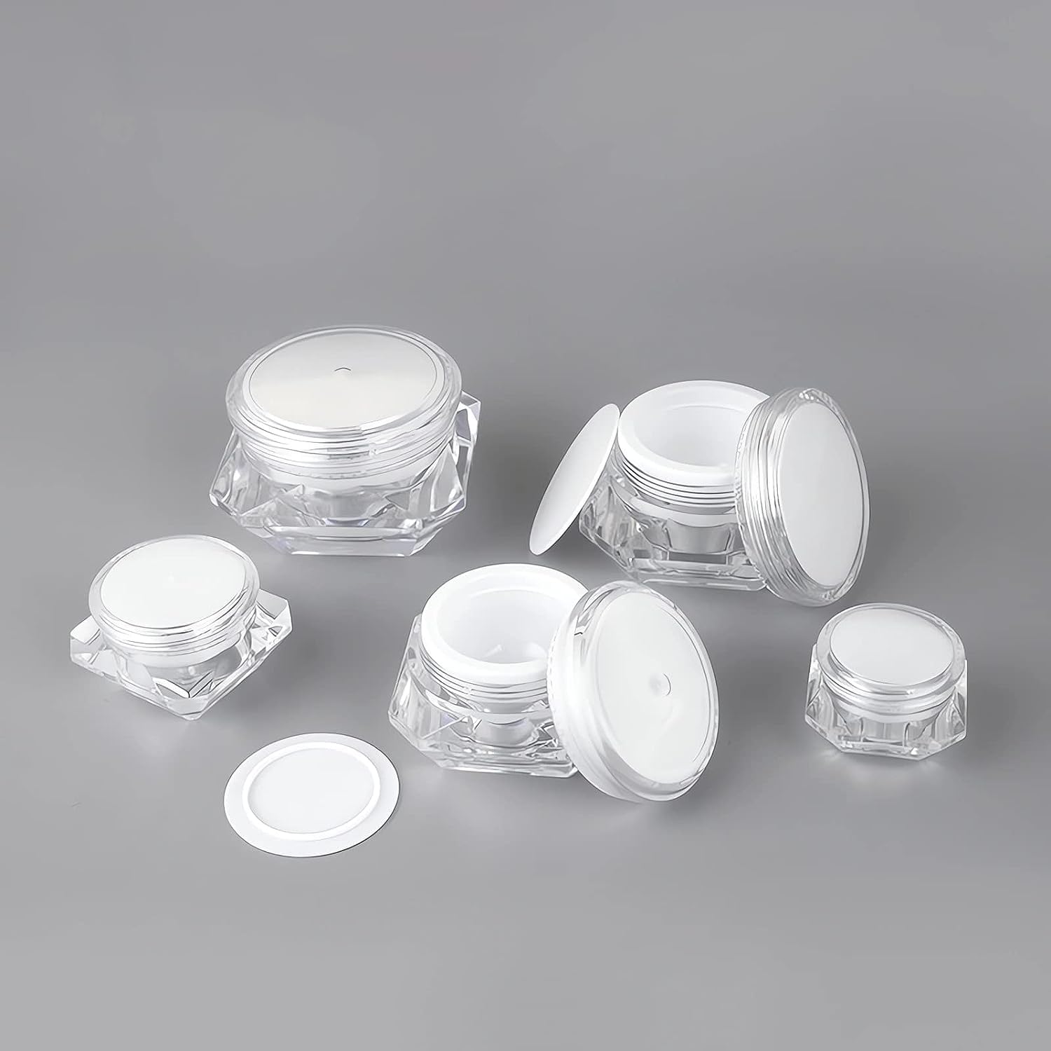 Paquete de 20 tarros plástico for cosméticos con forma diamante(20ml)