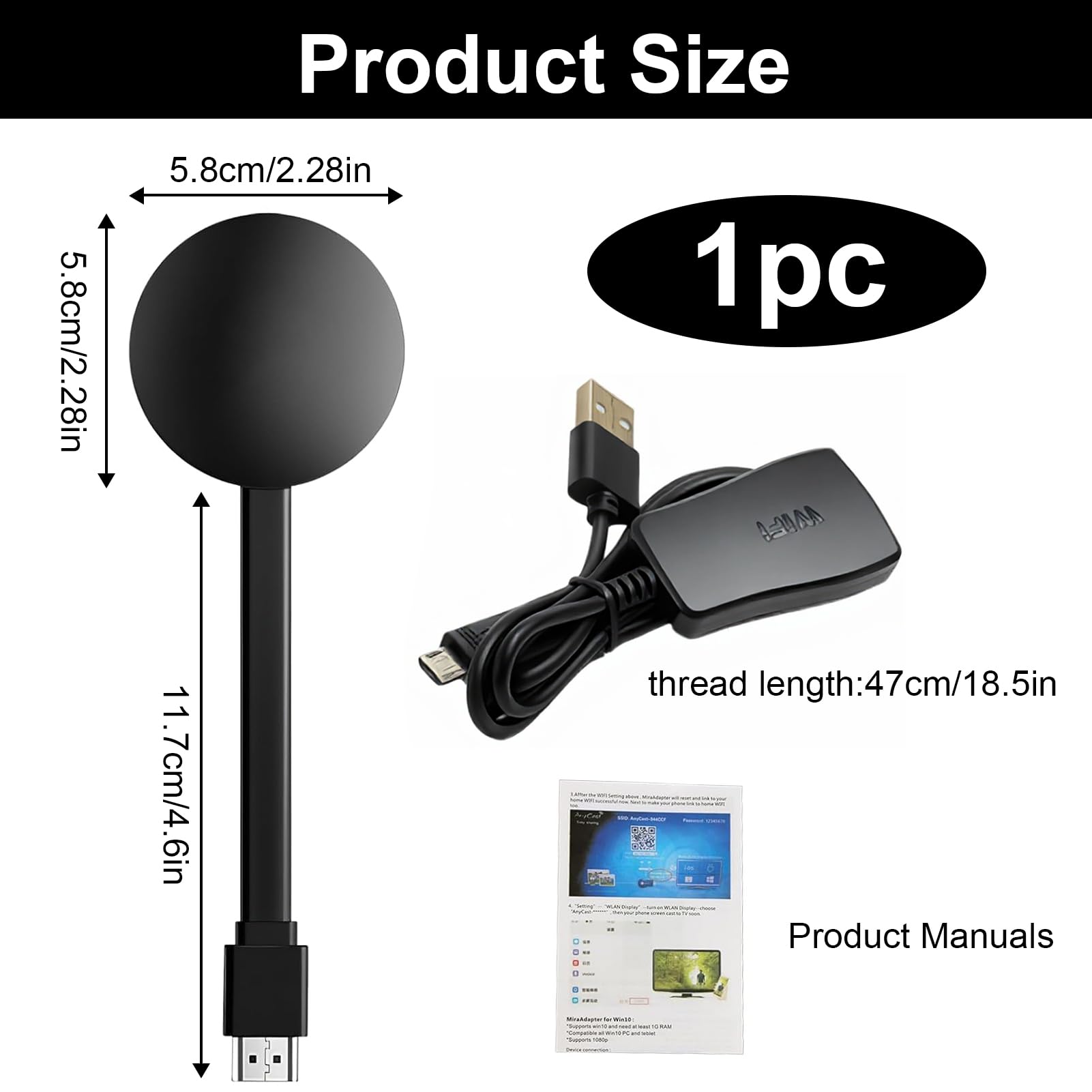 Adattatore WiFi HDMI 4K: Stream Da Telefono A TV, Compatibile Con Airplay, Miracast, Chromecast, IOS, Android, Windows