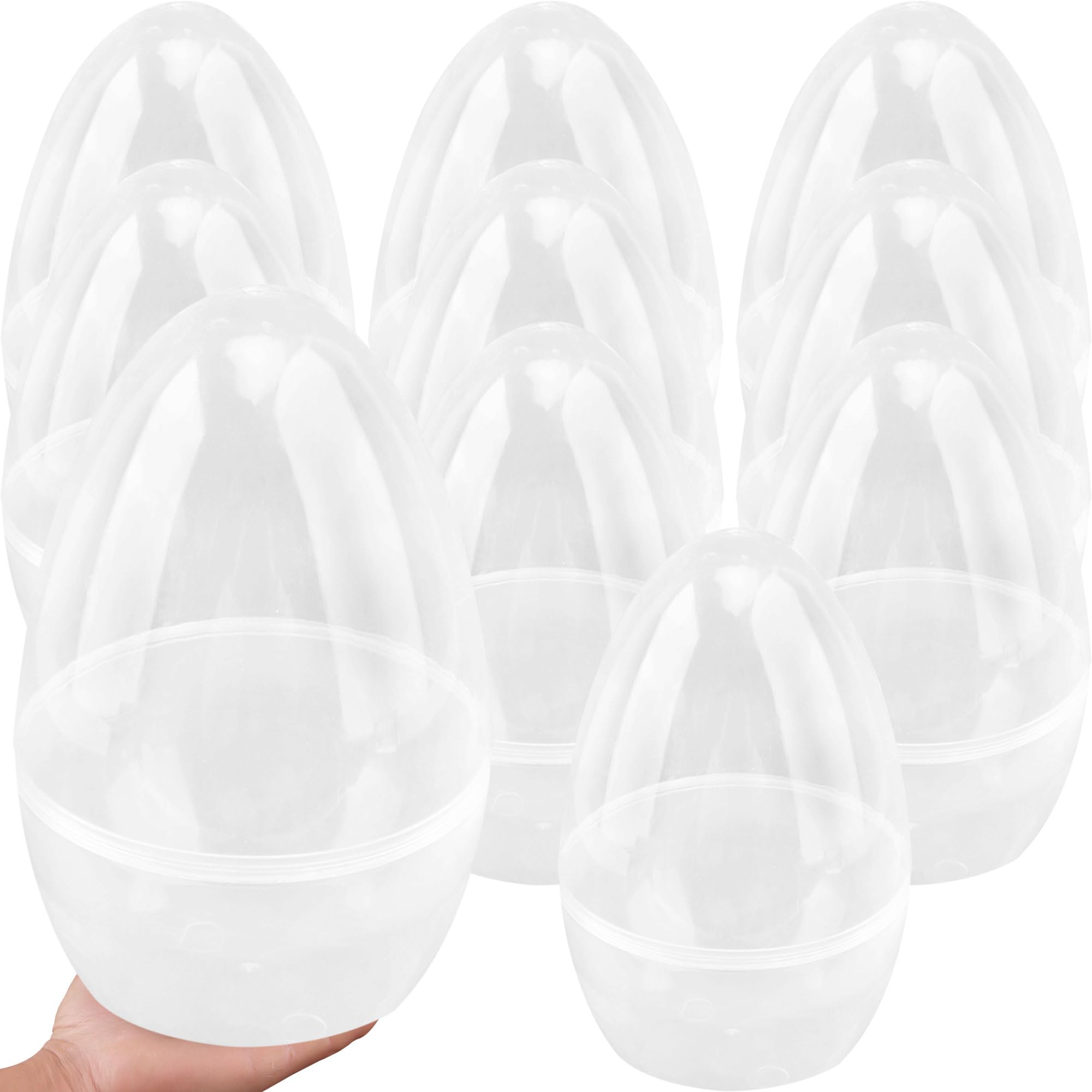 Photo 1 of Octaday 10 Pcs 10 Inch Giant Plastic Easter Eggs Jumbo Fillable Transparent White Empty Easter Eggs for Easter Basket Stuffers Party Supplies