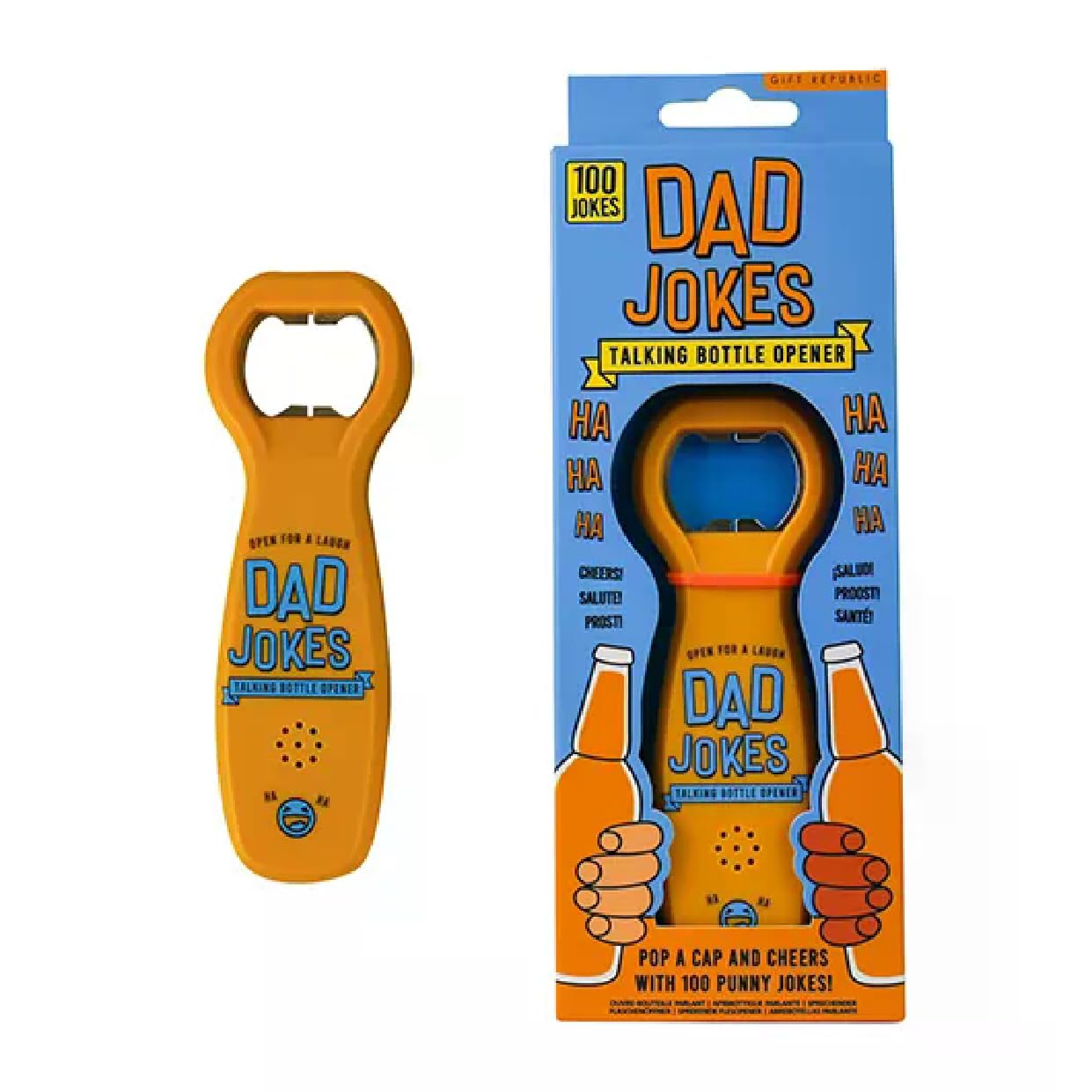 Dad Jokes Talking Bottle Opener – Pun-Filled Talking Gadget with 100 Classic Dad Jokes | Funny Novelty Gift for Dads, Parties & BBQs | Gag Gift & Stocking Filler