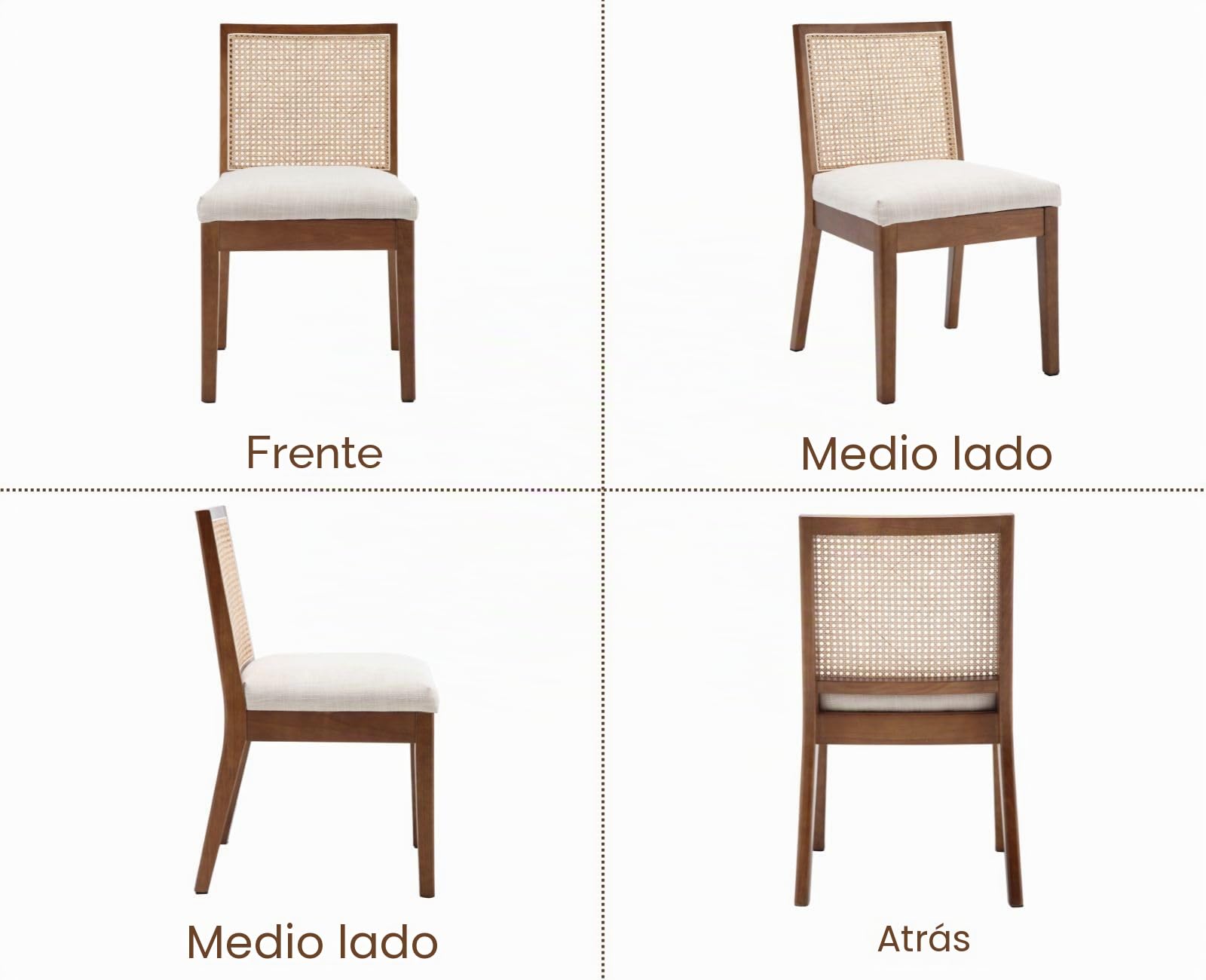 Juego de 2 Sillas de Comedor Silla Cocina Macro de Madera,Beige