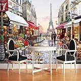 Estilo Europeo Calle Pintura Al Óleo 3D Foto Mural Papel Tapiz Café Restaurante Interior Moda Decoración Papel De Pared Papel De Parede 3D, 300x210cm
