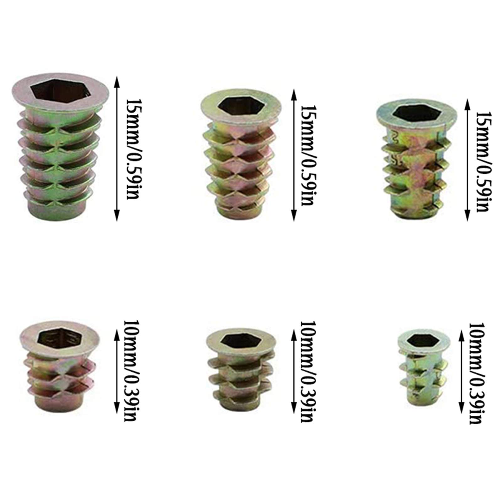 50 Boccole Filettate Per Legno M10 X 25mm - Inserti Esagonali In Zinco Per Mobili - Foto 8