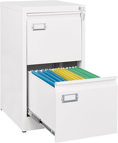 SISESOL Archivador vertical de 2 cajones con cerradura, archivador de acero inoxidable, archivador de metal para organizador de oficina en casa,