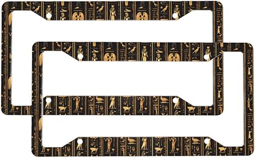 2 Pcs Car License Plate Frames for Women Men - Vintage Pattern Print Solid Aluminum License Plate Cover for Car Accessories for Women Men with