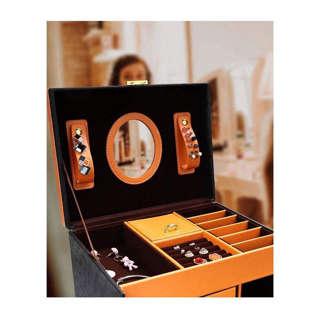 Joyero Joyero de Piel sintética, Organizador de Joyas, Regalo para Mujeres, Negro, para Mujeres, niñas, Anillos, Collares, Pendientes, Pulseras, Organizador