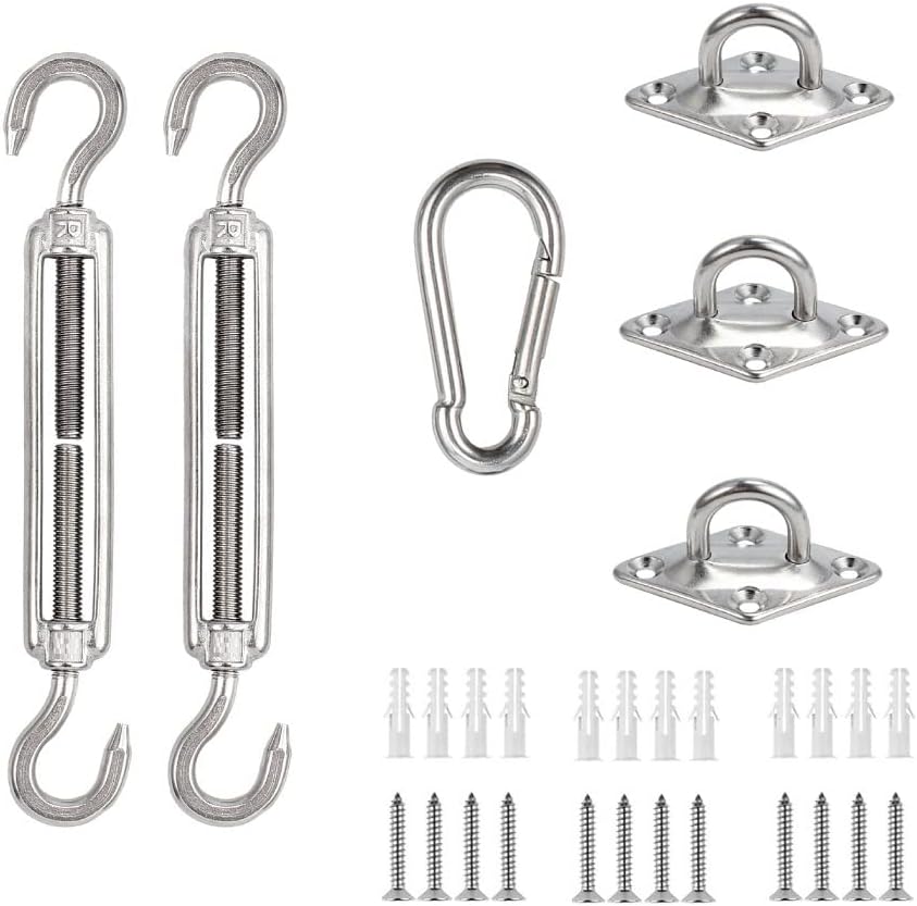 Shade Sail Hardware Kit, Stainless Steel Awning Attachment Set, Sun