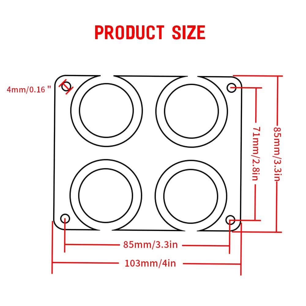 4 Gang 12V/24V Pannello Interruttori a Bilanciere On/Off Con Doppia Presa per slot USB,Accendisigari,Voltmetro per auto, camper, roulotte, rimorchi, autobus, barche, yacht, marine (Luce verde)