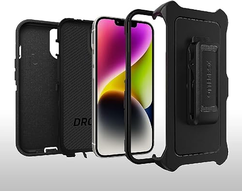 Miniatura 4 de OtterBox Funda de la serie Defender para iPhone 14 Plus - Negro, resistente y duradera, con protección de puerto, incluye clip de funda y soporte