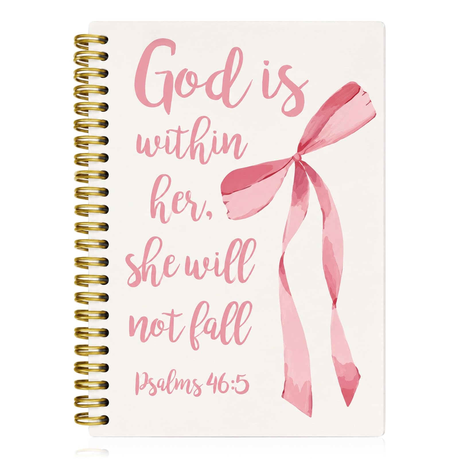Snowvian Pink Bow Christian Notebook, Christian Gifts for Women Girls