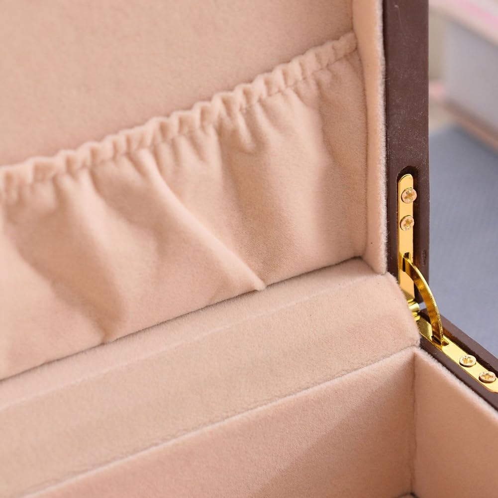Schmuckaufbewahrungsbox Aus Massivholz mit Schnalle, Schmuckschatulle mit Klappdeckel und Mehreren Fächern, Schmuckaufbewahrungsbox mit Fächern