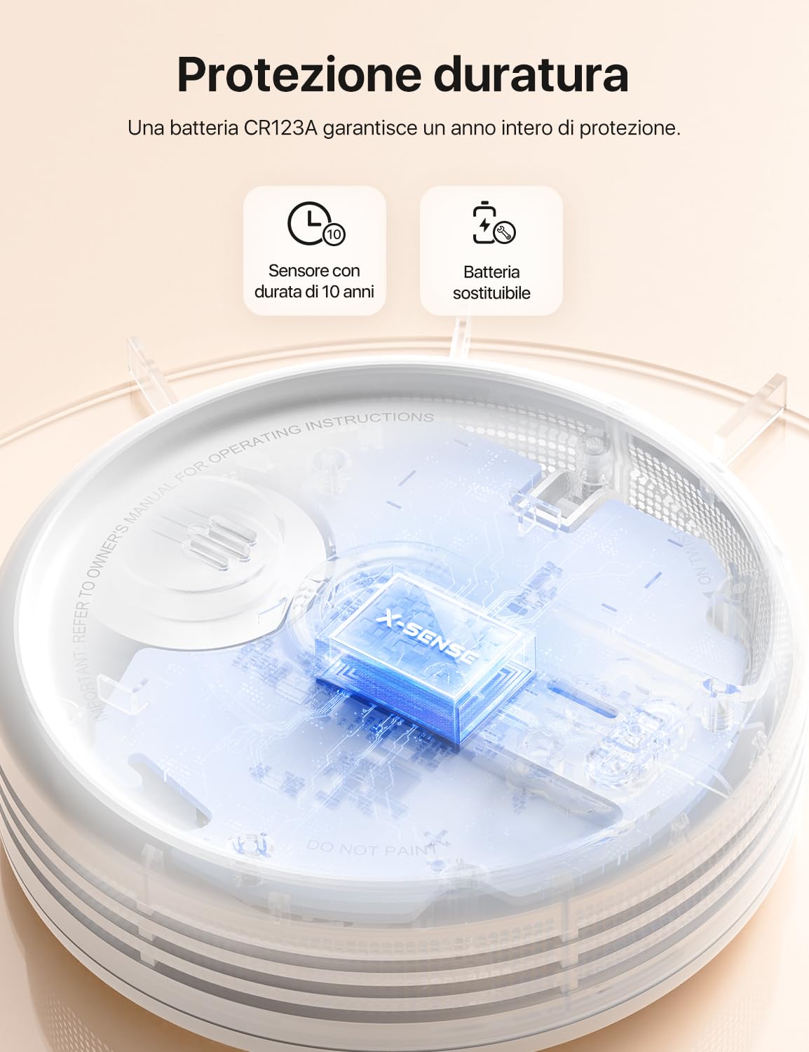 X-Sense Rilevatore di Fumo con Funzione Wi-Fi e App, Allarme Antincendio Intelligente per Casa, Sensore Durata 10 Anni con Batteria Sostituibile, Modalità Notturna, XS0E-iR, 3 Pezzi